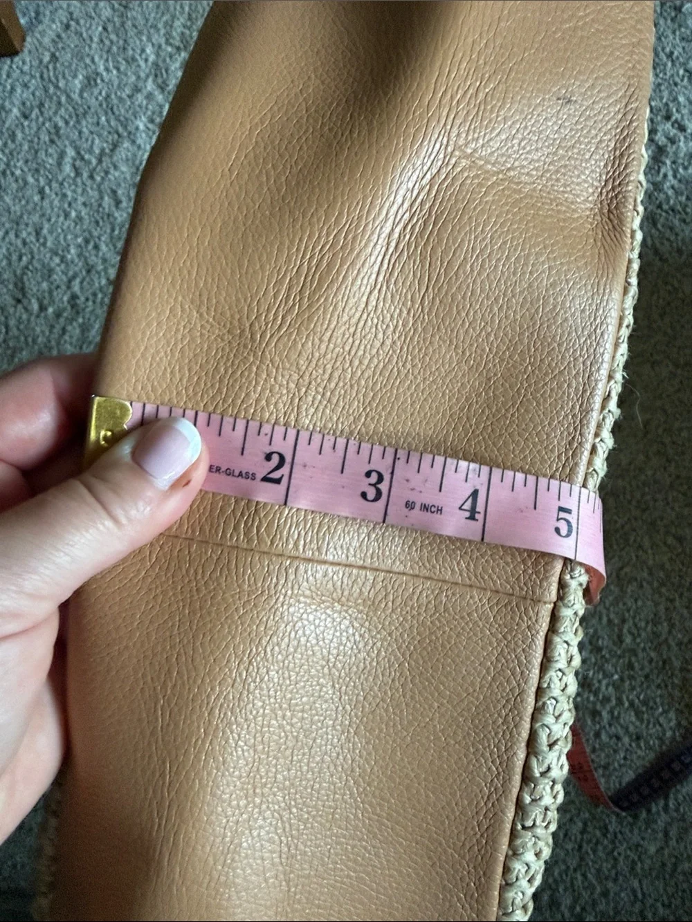 Banana Republic Tan Woven Tote with Leather Trim